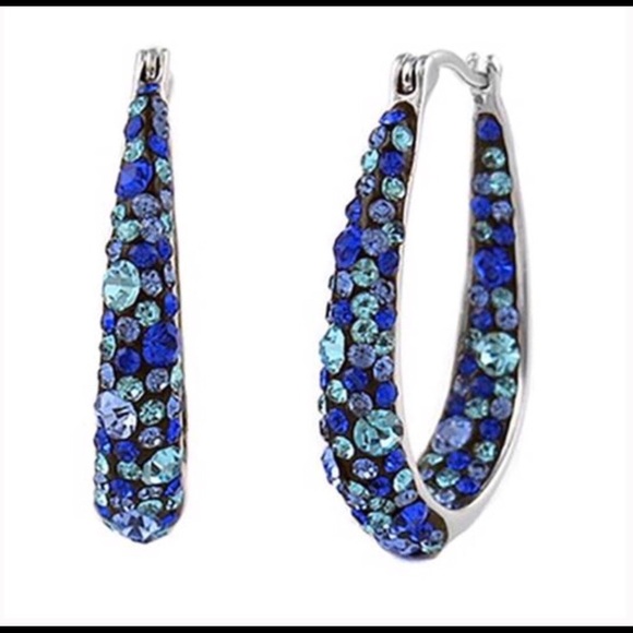 Swarovski Jewelry - Just 1 Left🚨Blue Swarovski Crystal Earrings 18k